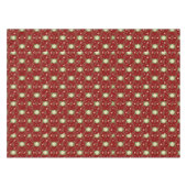 Witte Poinsettias Groene bladeren Kerstmis op Rood Tafelkleed (Voorkant (Horizontaal))