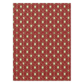 Witte Poinsettias Groene bladeren Kerstmis op Rood Tafelkleed (Voorkant)