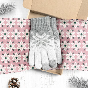 Witte Poinsettia's op Roze Kerstmis Tissuepapier