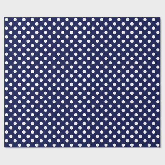 Witte poka Dot op Navy Blue Medium Space Cadeaupapier (Vlak)