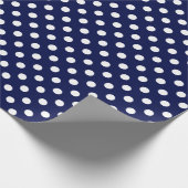 Witte poka Dot op Navy Blue Medium Space Cadeaupapier (Hoek)