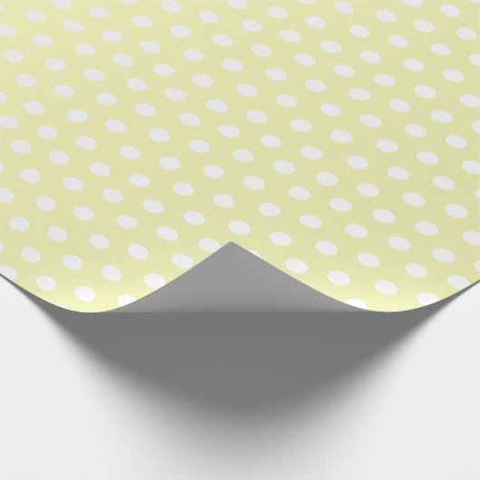 Witte poka Dots en Bleke gele satin Cadeaupapier (Hoek)