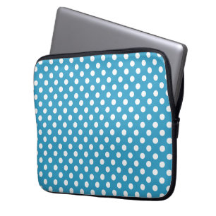 Witte poka Dots op Peacock Blue Background Laptop Sleeve