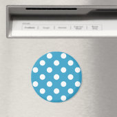 Witte poka Dots op Peacock Blue Background Magneet (Insitu (Vaatwasser))