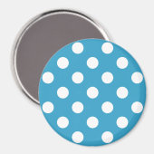 Witte poka Dots op Peacock Blue Background Magneet (Voorkant / Achterkant)