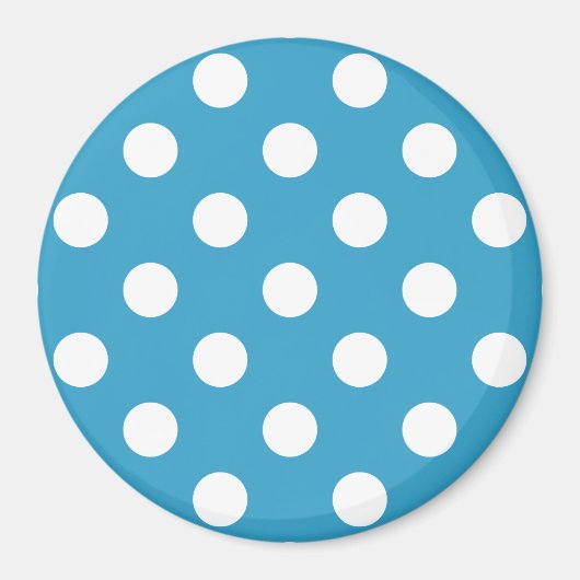 Witte poka Dots op Peacock Blue Background Magneet (Voorkant)