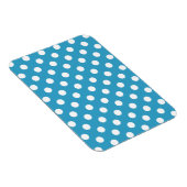 Witte poka Dots op Peacock Blue Background Magneet (Rechterzijde)