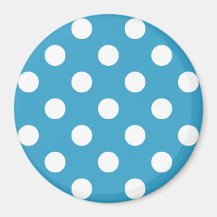 Witte poka Dots op Peacock Blue Background Magneet