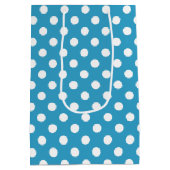 Witte poka Dots op Peacock Blue Background Medium Cadeauzakje (Achterkant)
