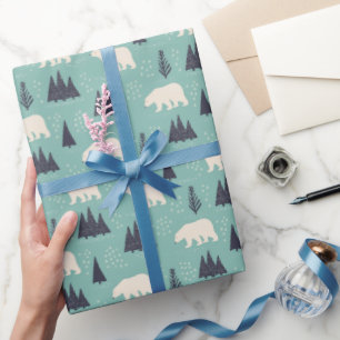 Witte Polaire Beren Evergreen Trees in de sneeuw Cadeaupapier
