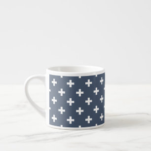 Witte polakkruisen op blauw-grijs espresso kop