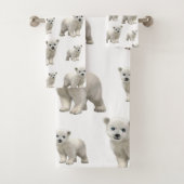 Witte Polar Beer badkamer handdoek sets (Insitu)