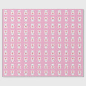 Witte Polar teddybeer met hart Cadeaupapier (Vlak)