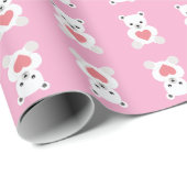 Witte Polar teddybeer met hart Cadeaupapier (Rol Hoek)