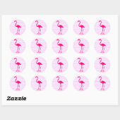 witte polka dot heet roze flamingo ronde sticker (Vel)