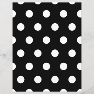 Witte Polka Dot op Zwart Briefpapier Papier