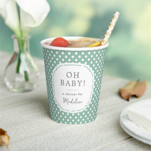 Witte Polka Dot Patroon Oh Baby shower Stoffige Mu Papieren Bekers