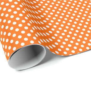 Witte Polka Dots op Sinaasappel Cadeaupapier
