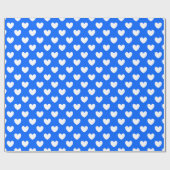 Witte polka harten blauw cadeaupapier (Vlak)