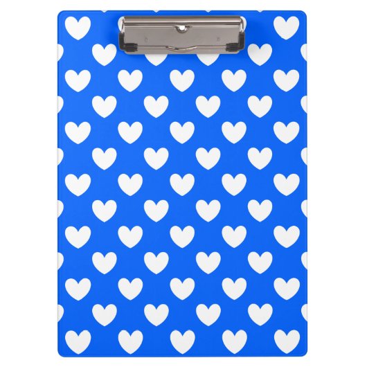 Witte polka harten blauw klembord (Voorkant)