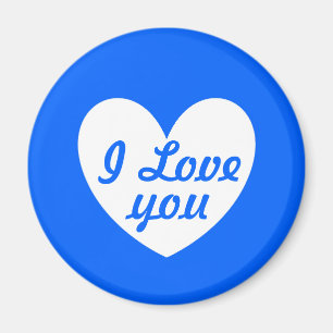 Witte polka harten blauw magneet