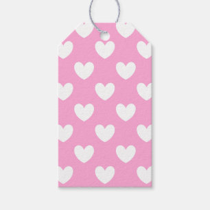 Witte polka harten op katoenhoudend Snoep Roze Cadeaulabel