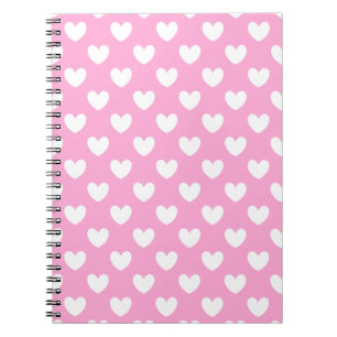 Witte polka harten op katoenhoudend Snoep Roze Notitieboek