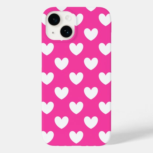 Witte polka harten van fuchsia roze Case-Mate iPhone case (Achterkant)