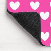 Witte polka harten van fuchsia roze muismat (Hoek)