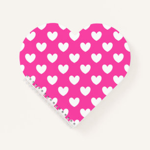 Witte polka harten van fuchsia roze notitieboek