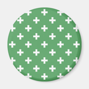 Witte polka kruist groen magneet