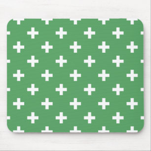 Witte polka kruist groen muismat