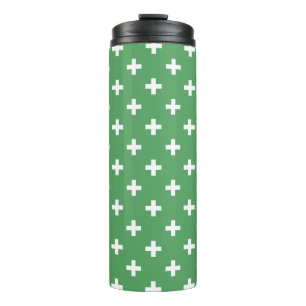 Witte polka kruist groen thermosbeker