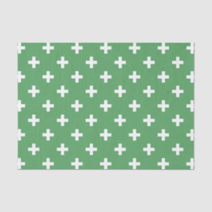 Witte polka kruist groen tissuepapier