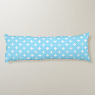 Witte polka kruist op babyblauw lichaamskussen