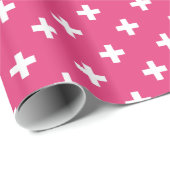 Witte polka kruist op fuchsia cadeaupapier (Rol Hoek)