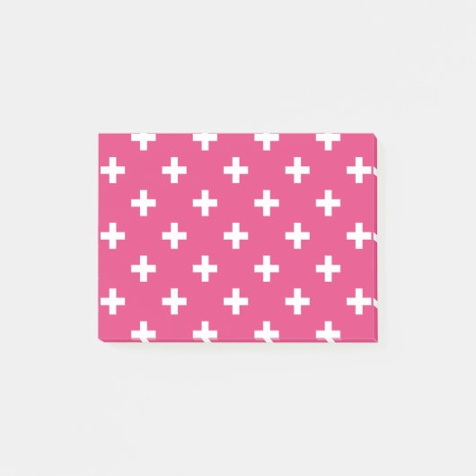 Witte polka kruist op fuchsia post-it® notes (Voorkant)