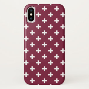 Witte polka kruist op moerbei iPhone x hoesje