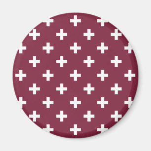 Witte polka kruist op moerbei magneet