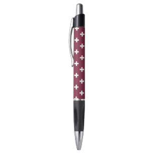 Witte polka kruist op moerbei pen