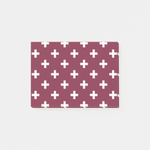 Witte polka kruist op moerbei post-it® notes