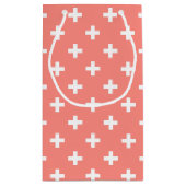 Witte polka kruist op perziken klein cadeauzakje (Achterkant)