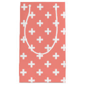 Witte polka kruist op perziken klein cadeauzakje (Voorkant)