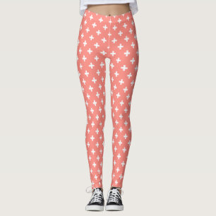 Witte polka kruist op perziken leggings
