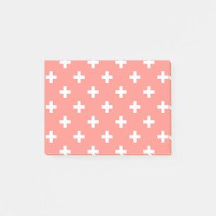 Witte polka kruist op perziken post-it® notes