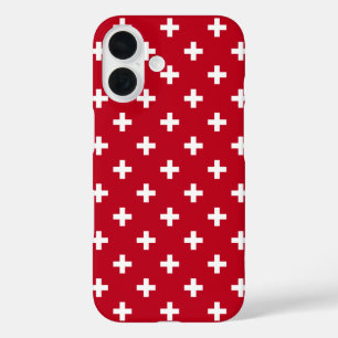 Witte polka kruist op rood iPhone 16 hoesje