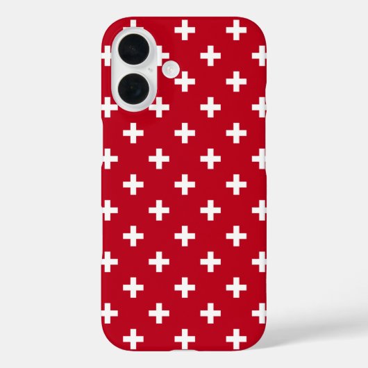 Witte polka kruist op rood Case-Mate iPhone case (Achterkant)