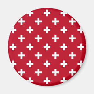 Witte polka kruist op rood magneet