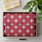 Witte polka kruist op rood tissuepapier (Geschenk)