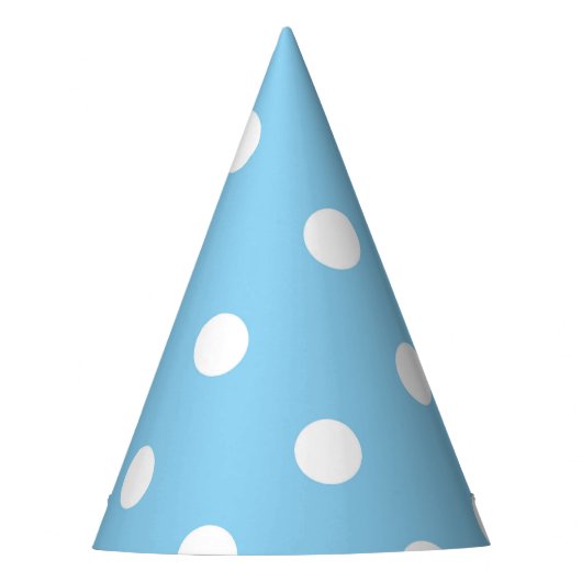 Witte polka op blauwe feesthoed feesthoedjes (Voorkant)